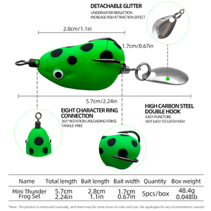 <span class=keywords><strong>Leurre</strong></span> grenouille 2,8 cm, appât souple avec lame rotative et double hameçon, <span class=keywords><strong>pour</strong></span> la pêche en <span class=keywords><strong>eau</strong></span> <span class=keywords><strong>douce</strong></span> - Product Image 3