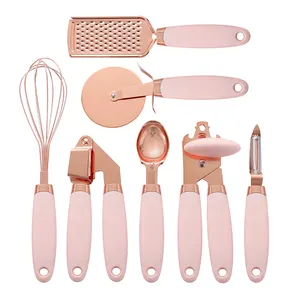 2022 Hochwertiges 7-teiliges Utensilien-Set Küchen-Silikon griff Rosé gold-Küchen-Gadget-Set