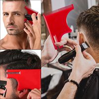Kit d'outils de mise en forme de la barbe 4 pièces, ensemble de modèles de barbe en plastique rouge-ensemble de modèles de mise en forme et de rasage des cheveux du cou ensemble de fournitures de barbier