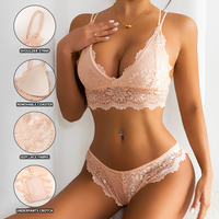 Ensemble Lingerie Sexy en Dentelle Respirante – Soutien-Gorge Rembourré Push-Up et Culotte Assortie Multi-Couleurs