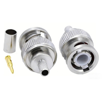 Conector Coaxial RF BNC-J-5 BNC/Q9 Macho con Conexión de Crimpado Apto para Cables SYV50-5/5D-FB