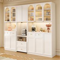 Massiver Teakholz Öko-Freundlicher Moderner Multifunktionaler Integrierter Esstisch Seitenschrank Wandmontierter Küchen-Wein-Tee-Wasser-Schrank