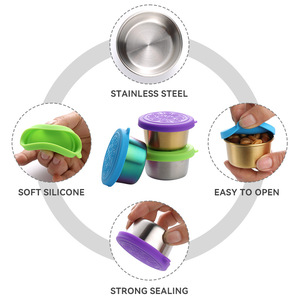 304 Stainless Steel <b>Sauce</b> Cup With Silicone Lid M Size Round For Hotel Food Coffee Tea Storage - Product Image 2