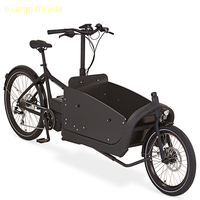 Vélo cargo électrique homologué CE, 2 roues, moteur 250W, vélo cargo électrique à pédales, boîte en bois courbée, vélo cargo familial
