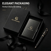 Porte-cartes de visite en métal de luxe avec logo personnalisé, étui à nom en acier inoxydable, design élégant, format de poche, boîte cadeau personnalisée