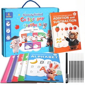 Custom Yiwu Factory 6Pcs Sank Magic Exercise Book Grooved Handwriting <strong>Practice</strong> Books Set for Kids School Learning Supplies - Product Image 1