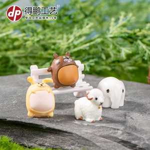 Adornos de resina artesanal Dp Craft con miniaturas de animales: elefante, oveja, conejo, ratón para decoración de jardines de musgo. - Product Image 2