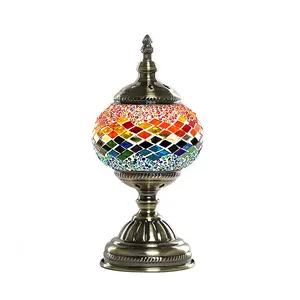 Turkish Mosaic Glass Colorful Decorative Table Lamp Vintage Art Deco Handcrafted Moroccan Lantern Room Decor Night Light