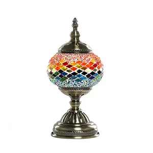 터키 모자이크 유리 다채로운 장식 테이블 램프 빈티지 아트 데코 수제 모로코 랜턴 룸 장식 야간 조명