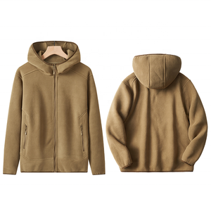 <span class=keywords><strong>Chaqueta</strong></span> de lana Polar con capucha suave informal para hombre de 400gsm, Sherpa forrado para invierno, cremallera completa, manga larga, ropa para exteriores, jersey de senderismo - Product Image 2