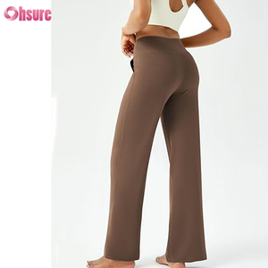 Pantalon de sport pour <span class=keywords><strong>femme</strong></span>, coupe droite, 80% nylon 20% élasthanne, 220 grammes, doux et léger, taille élastique - Product Image 3