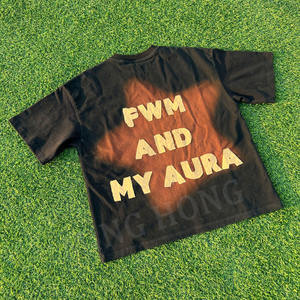 Personalizado acanalado cuello recortado Dtg impresión espalda pegatina bordado calle camiseta - Product Image 3