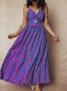 Dear-Lover Abito Lungo Maxi Boho da Donna all'Ingrosso, Stampa Floreale, Scollo a V Intrecciato, Schiena Scoperta con Lacci - Product Image 4