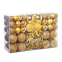 Ensemble de boules de Noël mélangées, décorations multicolores en plastique, lettres, étoiles, sommet de sapin, décoration de fête, vente en gros