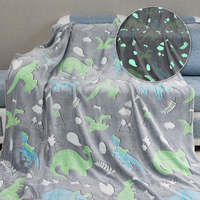 Couverture lumineuse en flanelle motifs de dinosaures brillant dans le noir flanelle lumineuse nuit de noël enfants couverture magique