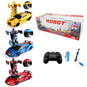 핫 세일 1:12 원격 제어 변압기 로봇 레이싱 카 한 번의 클릭으로 스프레이 제스처 감지 어린이 선물을위한 화려한 조명 - Product Image 1