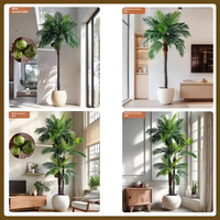 Grande plante artificielle d'intérieur Anthurium, Palmier à aiguilles et Cocotier en plastique pour la décoration de balcon et de salon