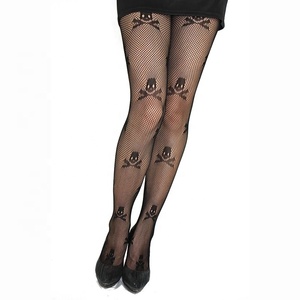 Medias altas sexys para mujer, medias transparentes de cintura alta, de malla con estampado de Calavera, medias elásticas - Product Image 4