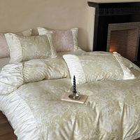 Ensemble de literie quatre pièces personnalisable en coton polaire long style princesse, imprimé rétro style français, patchwork plantes et fleurs