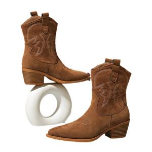 Bottes de Cowboy Western Rétro pour Femmes, <span class=keywords><strong>Brodé</strong></span> Ethnique, Bout Pointu, Bottes de Chevalier, Confort Accentué, Légères, Haute Qualité - Product Image 6