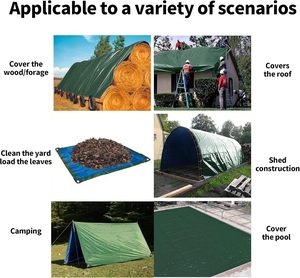 Bâche en PE 6'x8' 8'x10' 10'x12' 15'x20' Imperméable, Résistante aux UV et Anti-Déchirure pour Camping, Toit, Foin, Piscine, Abri - Product Image 6