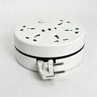 Stop Kontak Listrik Anjehold Factory Wholesale Retractable Cable Round Power Strip 5 Outlet 2 USB 1 Type-C Desktop Multi Plug Socket untuk Kantor