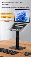 Nouveauté : Support d'ordinateur portable rotatif à 360 degrés, ergonomique, réglable en hauteur, en acier au carbone et silicone