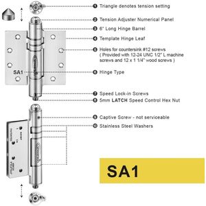 Charnières de portail à fermeture automatique Waterson, robustes, 180 degrés, en acier inoxydable noir, montage sur porte K51MP-450-A2 - Product Image 6