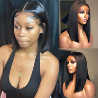 Perruques brésiliennes naturelles courtes, perruques Bob de cheveux humains vierges, cuticules alignées, avec ligne de cheveux pre-plucked, pour femmes noires