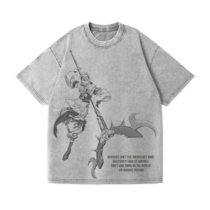 T-shirt da uomo in cotone pesante 250g con stampa grafica <span class=keywords><strong>anime</strong></span> effetto vintage acid wash, personalizzabile, di alta qualità - Product Image 4