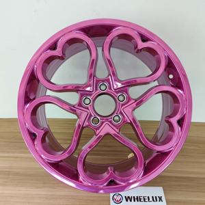 Velg Wheelux Cantik 16 17 18 19 20 21 inci Jant 5 Lubang Sport Warna Pink Cantik Model Hati untuk Mobil Dijual - Product Image 2
