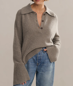 2025 Knitwear Supplier Custom <strong>Ladies</strong> Wool Cashmere <strong>Polo</strong> <strong>Neck</strong> Sweater Soft Ribbed Knitted Oversized Cashmere <strong>Jumper</strong> - Product Image 1