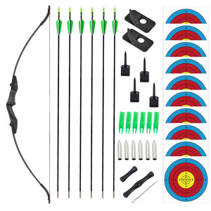 Set Arco e Frecce Ricurvo per Giovani Kit di Tiro con l'Arco per Principianti con Frecce in Fibra di Vetro Bersagli Parabraccio per Allenamento e Pratica all'Aperto - Product Image 3