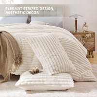 Ensemble de couette Fluffy Queen 3 pièces, ensemble de couette en polaire moelleuse, ensemble de literie Queen luxueux et moelleux, ensemble de lit doux et chaud pour toutes les saisons