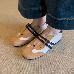 Chaussures décontractées sportives plates pour femmes, style Mary Jane, en daim découpé, à double boucle, color block rétro, collection 2026 - Product Image 3