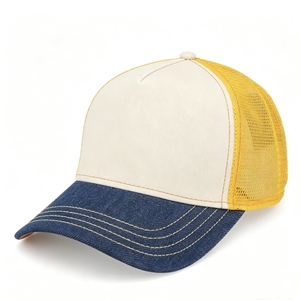 Custom Wholesale Three Color Multi Tone Trucker Cap Blank Custom Embroidery Logo Curved Brim Plastic Snapback Mesh Baseball <b>Hat</b> - Product Image 5