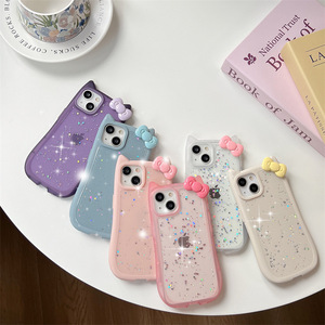 Para <span class=keywords><strong>Samsung</strong></span> para <span class=keywords><strong>Galaxy</strong></span> <span class=keywords><strong>A51</strong></span> Nueva cubierta de teléfono móvil con purpurina con nudo de lazo Oreja de animal Funda a prueba de golpes en blanco - Product Image 4