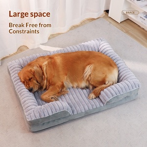 Neues Katzen- & Hundesofa-Bett Abnehmbar Maschinenwaschbar Gestreiftes <span class=keywords><strong>Fleece</strong></span> Warmes Haustierbett Für Alle Jahreszeiten Innenbereich - Product Image 3
