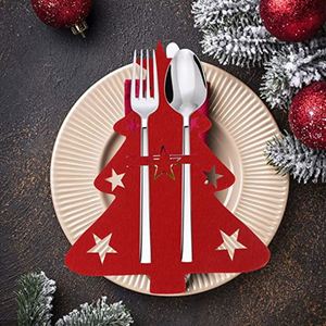 Porta Cubiertos de Fieltro con Diseño de Estrella para Árbol de Navidad, Decoración Navideña para Mesa, Adorno para Cena Navideña - Product Image 1