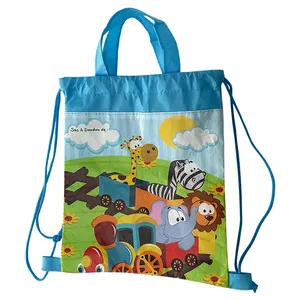 Custom Reusable Wholesale Eco Friendly PP Blue Non Woven Drawstring Bag