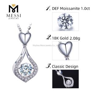 Collier en or blanc 18 carats avec moissanite de 1 carat, pendentif en moissanite pour femme, bijoux Messi - Product Image 5