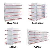 Étagère de gondole en acier réglable à 5 niveaux double face robuste, présentoir de supermarché, étagère à grille antirouille pour magasins de détail