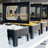 Kommerzielle Gastronomieausrüstung: Schwarzes Speisenwärmer-Set, Moderner Edelstahl-Buffet-Chafing-Dish für Partys