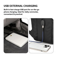 Sac à dos pour ordinateur portable imperméable Slim Oxford avec port de charge USB, grande capacité, multi-compartiments, unisexe, pour les voyages d'affaires et les sorties quotidiennes