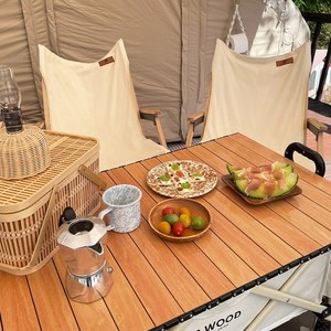 Chariot pliable <span class=keywords><strong>à</strong></span> quatre roues pour camping en plein air et plage, avec plateforme en acier et <span class=keywords><strong>table</strong></span> pliante type 'egg roll' - Product Image 2