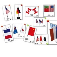 Drapeau de table rectangulaire personnalisé en polyester avec logo, impression numérique, support en acier inoxydable, vente en gros