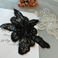 Applique en dentelle brodée de fleurs 3D de luxe, rose, tissu PVC, maille, paillettes, à coudre pour robes
