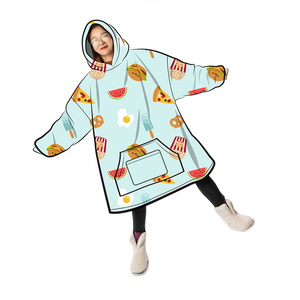 Super Warm Light Weight Grey Oversize Wearable <strong>Blanket</strong> <strong>Hoodie</strong> for <strong>Women</strong> Men Kids Gift Polyester <strong>Blanket</strong> Sweatshirt - Product Image 2