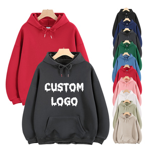 Sweat à capuche unisexe épais et lourd en coton 100% uni pour l'hiver, surdimensionné, avec impression de logo personnalisé du fabricant pour hommes - Product Image 1