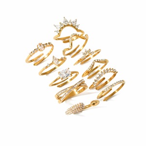 Fabricante de joyería Venta caliente 18K Chapado en circonita cúbica Anillo de dedo abierto Anillos ajustables de acero inoxidable - Product Image 1